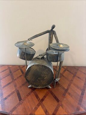 Modern Jazz Drum Set Metal Tube Art Drummer Sculpture
